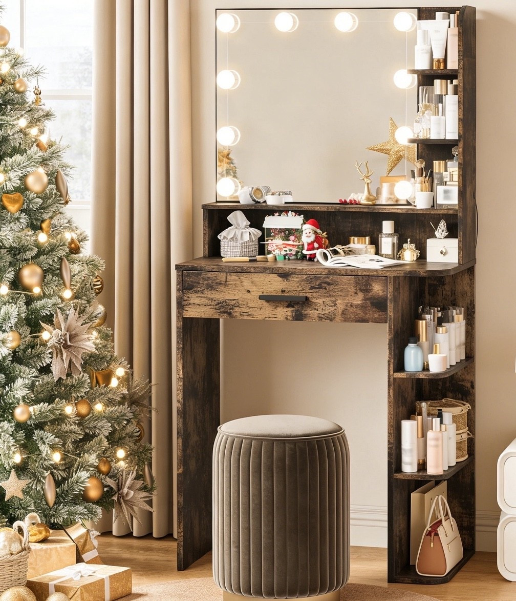 Pipleo Vanity Desk with Mirror and Lights, White Vanity Mirror with Lights with Large Drawer and 6 Level Storage, White Vanity with Large Led Mirror with 3 Color Lighting Modes

#LTKGiftGuide #LTKBeauty #LTKFindsUnder100