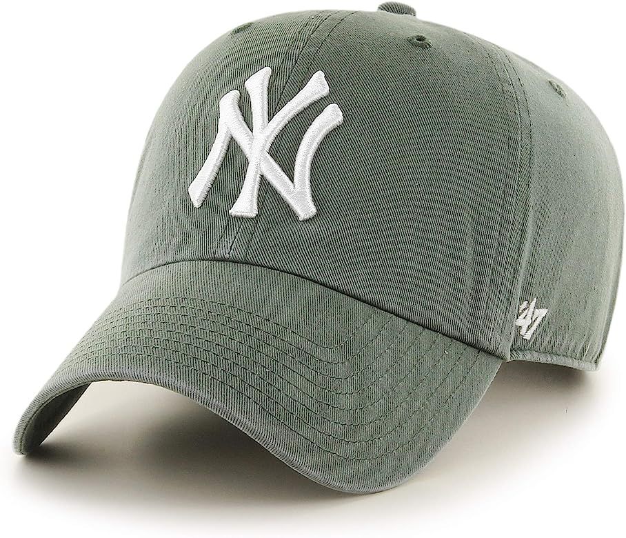 '47 New York Yankees Clean Up Dad Hat Cap Strapback Moss (Olive) Green/White | Amazon (US)
