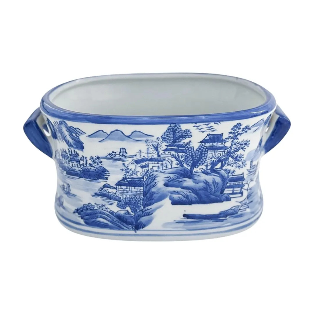 Vintage Blue and White Cachepot – Chinese Porcelain Planter, Chinoiserie Decor - Etsy | Etsy (US)