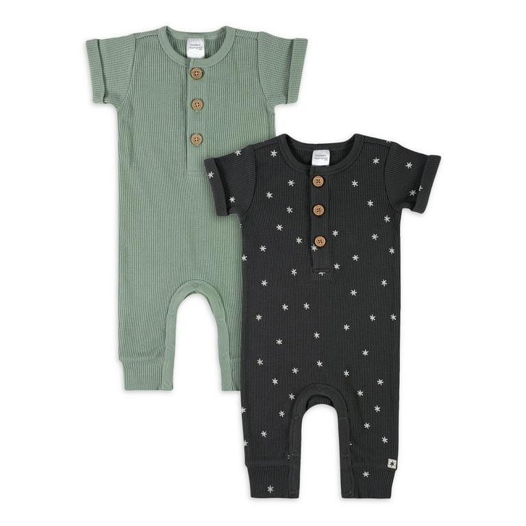 Modern Moments By Gerber Baby Boy Waffle Romper Set, 2-Pack, (0/3 Months - 24 Months) - Walmart.c... | Walmart (US)