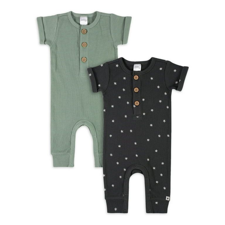 Modern Moments By Gerber Baby Boy Waffle Romper Set, 2-Pack, (0/3 Months - 24 Months) | Walmart (US)