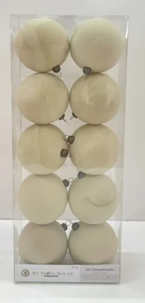 10 Count Tan Flocked Christmas Ornaments, 4.3 in, by My Texas House | Walmart (US)
