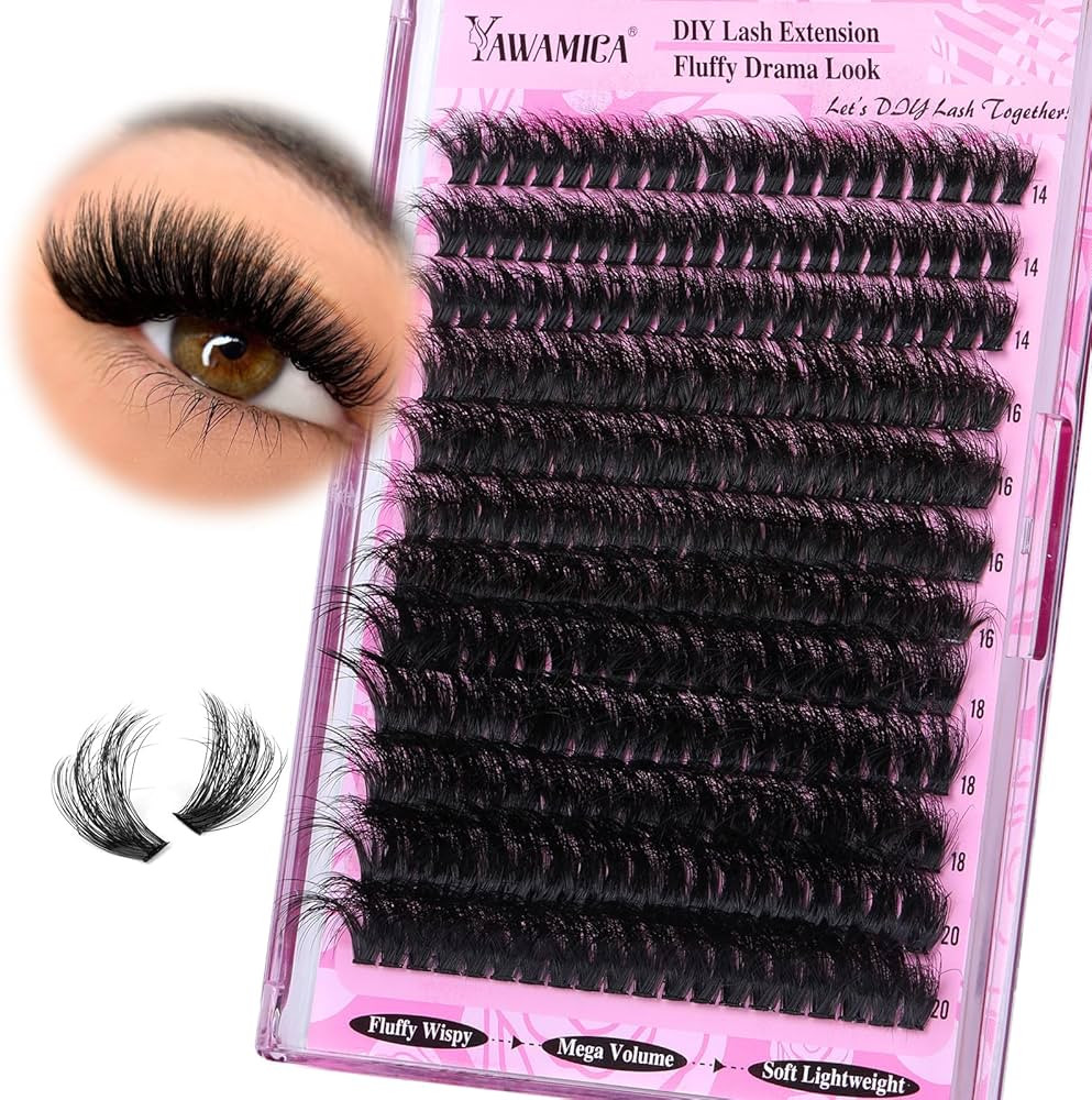 Amazon.com: Yawamica Fluffy Lash Clusters Thick 200D Volume Eyelash Clusters 14-20mm Wispy Indivi... | Amazon (US)