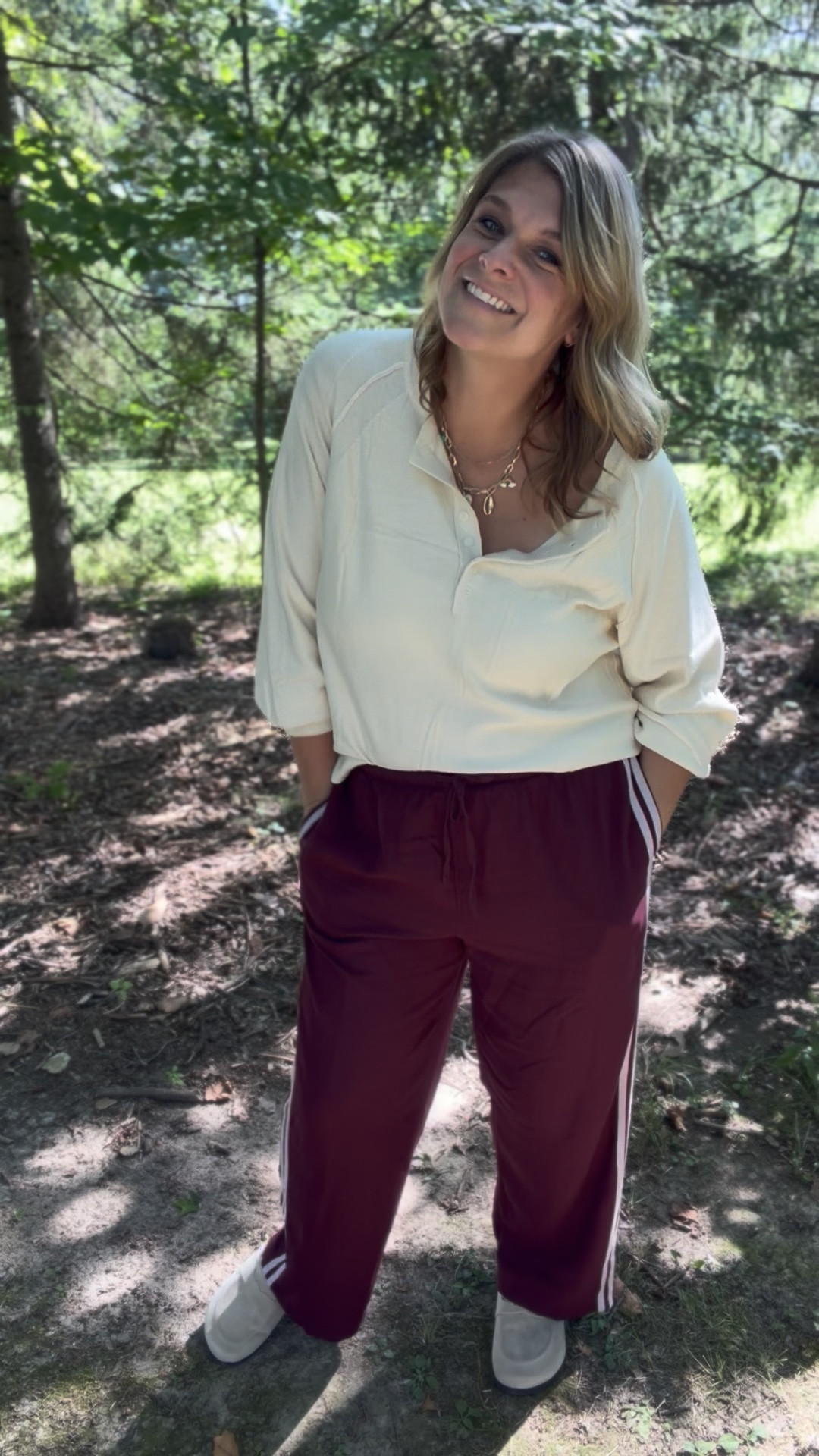 Target understood the fall assignment. 🤎🍂 This whole OOTD is giving effortlessly cute, comfy, and ready for whatever the day throws at me.

But the linen track pants + slip-on shoes are absolutely the stars of the show. 👏🏼 The pants are such a fun twist on the classic track-pant trend—lightweight, flowy, and SO comfortable—while these shoes have that elevated loafer look without sacrificing the easy slip-on comfort.

Basically, fall fashion doesn’t have to mean uncomfortable. Give me cozy, cute, and easy all season long. 🙌🏼

#TargetStyle #TargetFinds #FallFashion #MomStyle #ComfyStyle

#LTKTall #LTKMidsize #LTKOver40