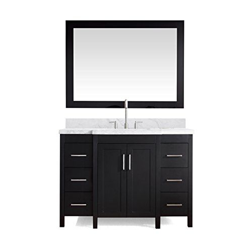 Ariel Hollandale 49" Solid Wood Single Sink Bathroom Vanity Set In Black with White Carrara Marble C | Amazon (US)