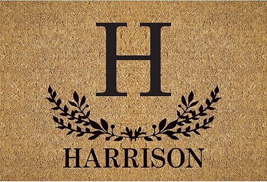 Initial and Name Personalized Doormat - Brown Custom Entry Door Mat with Name Printing on Durable... | Amazon (US)
