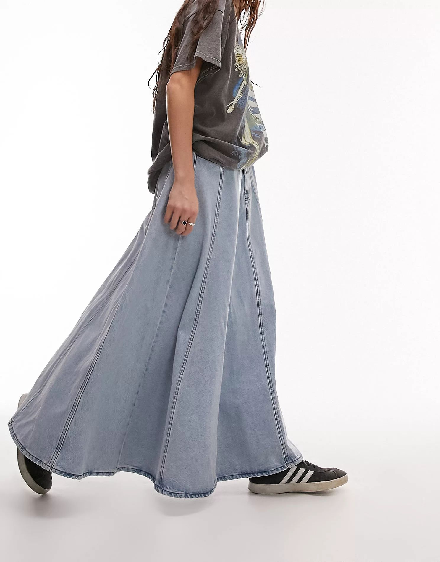 Topshop denim full circle skirt in bleach | ASOS (Global)