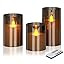 Flameless LED Candles with Remote Set of 3 Battery-Operated Acrylic Gray Pillars, 4", 5", 6" x 3"... | Amazon (US)