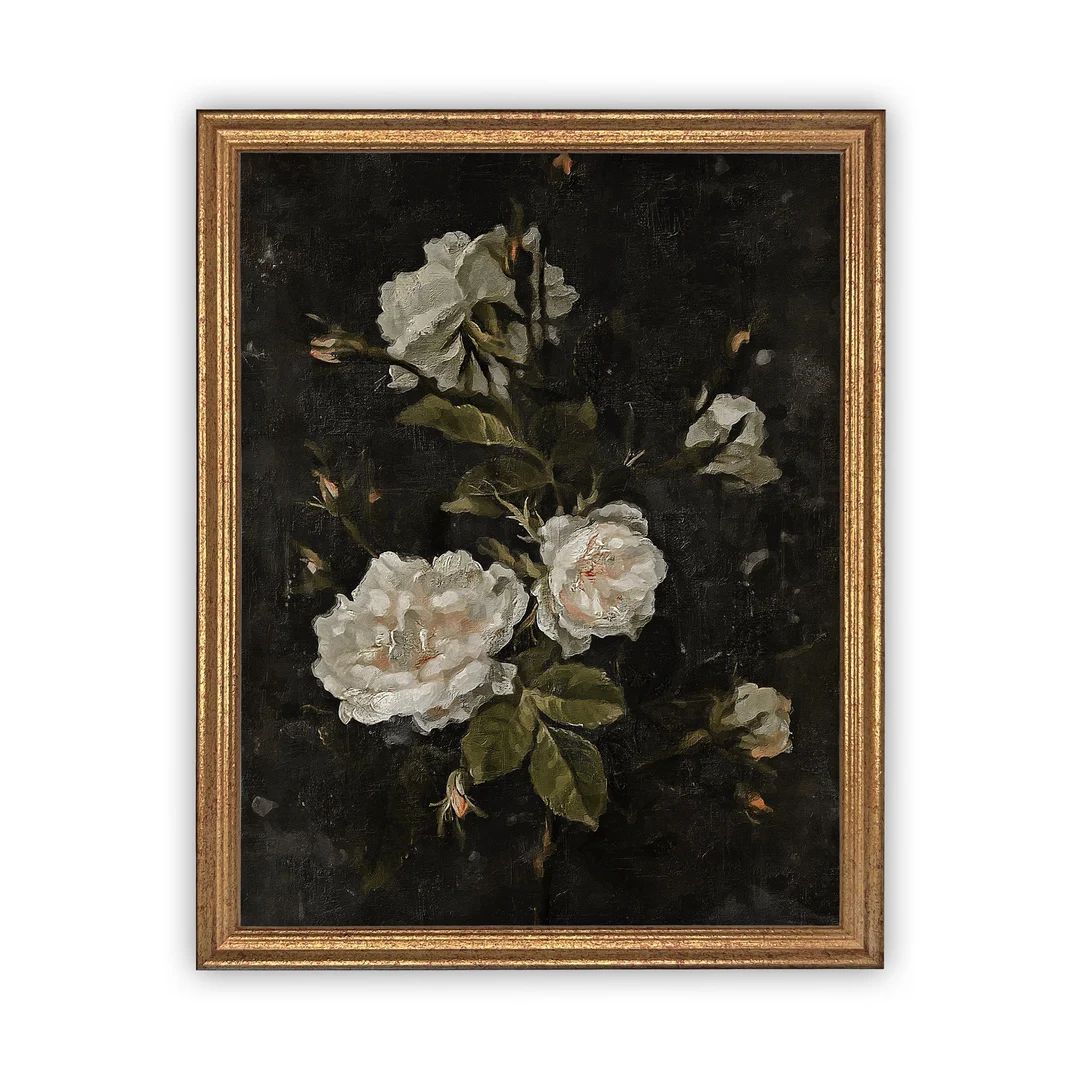 Vintage Framed Canvas Art// Framed Vintage Floral Print // - Etsy | Etsy (US)