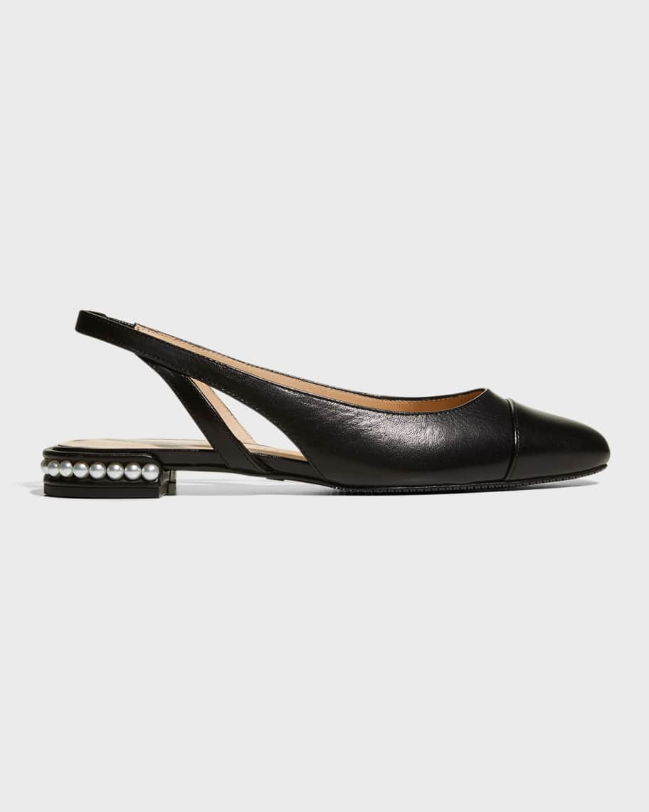 Stuart Weitzman Lambskin Pearly Slingback Ballerina Flats | Neiman Marcus