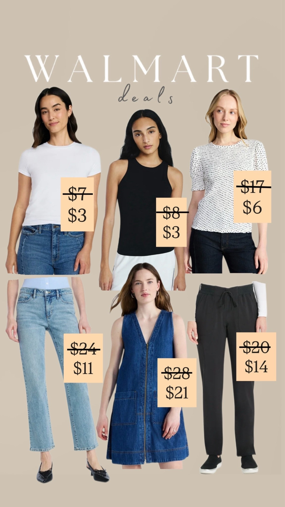 Walmart deals are too good right now 👏 From $3 basics and $11 denim to comfy pants and an easy denim dress, these are the affordable finds I’m adding to cart before they’re gone. Great everyday staples that look much more expensive than the price tag. ✨

#walmartfinds #walmartfashion #affordablestyle #budgetfashion #summerstyle #everydayoutfits #lookforless #fashiondeals #ltkstyle #walmartdeals