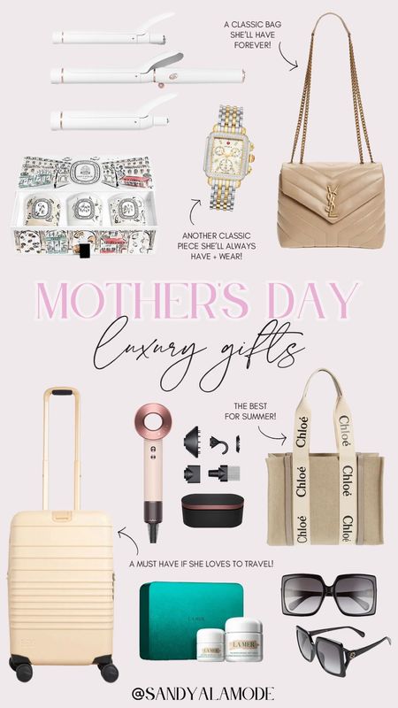 Luxury gift ideas for mom | Mother’s Day gift ideas | gifts for the mom who has everything | BEIS carryon spinner suitcase | Chloe tote bag | YSL tote bag | two tone MICHELE watch | classic Mother’s Day gift idea 

#LTKstyletip #LTKSeasonal #LTKGiftGuide