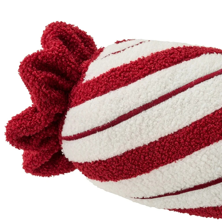 My Texas House 18" x 6" White/Red Candy Cane Bolster Decorative Pillow | Walmart (US)