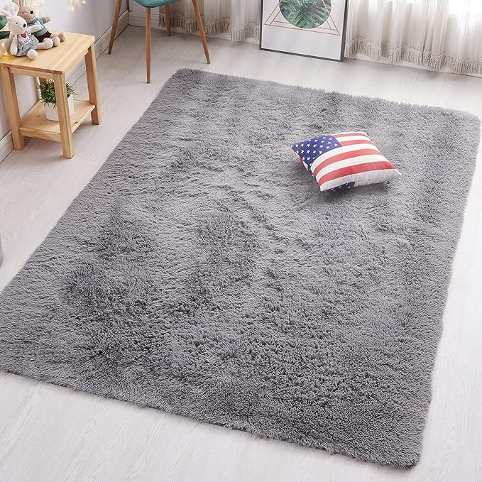 PAGISOFE Soft Kids Room Nursery Rug Bedroom Living Room Carpet 4' x 5.3', Gray | Amazon (US)
