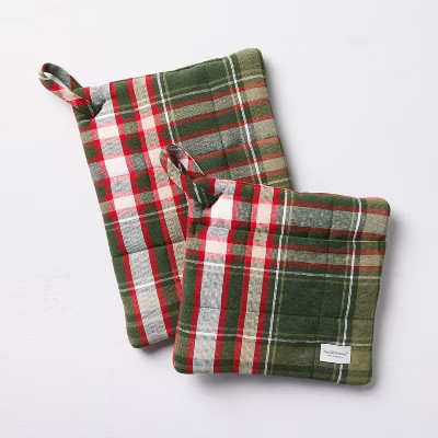 2pc Christmas Plaid Potholders - Hearth & Hand™ with Magnolia | Target