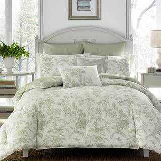 Natalie 7-Piece Green Floral Cotton King Comforter Set | The Home Depot