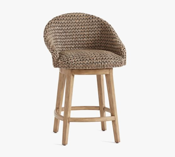 Seagrass Bucket Swivel Counter Stool | Pottery Barn (US)