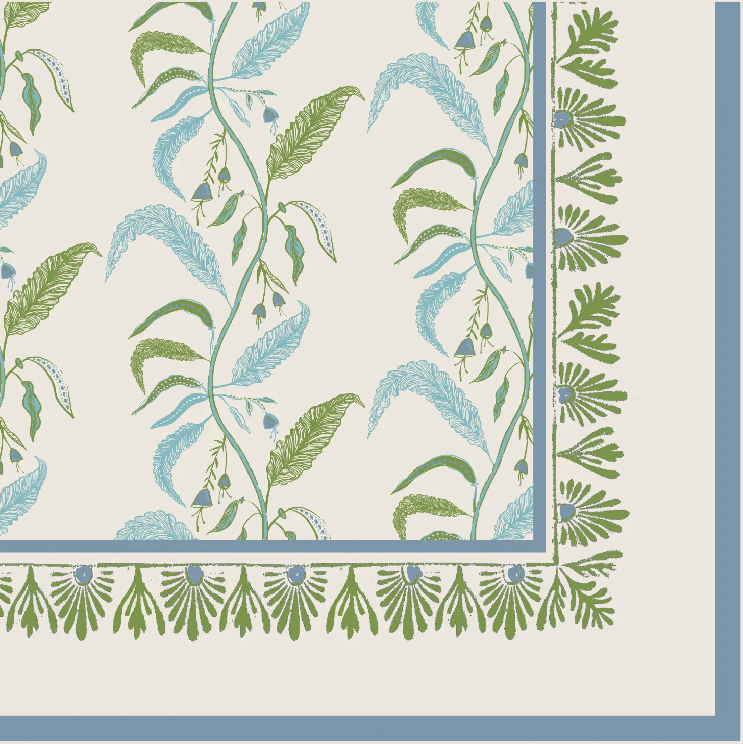 Tuileries Tablecloth Blockprinted Trim | Maison Venu