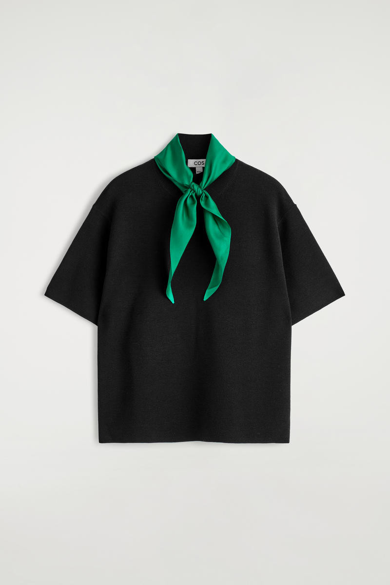 Scarf-Detail Merino Wool T-Shirt | COS (US)