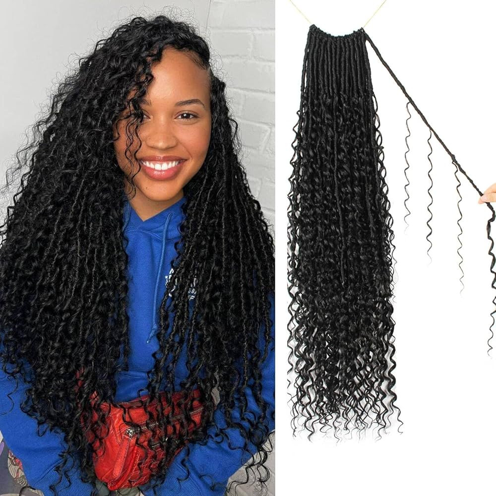 Goddess Locs Crochet Hair 24 Inch Faux Locs Crochet Pre-looped Boho Faux Locs with Curly Ends 8 P... | Amazon (US)
