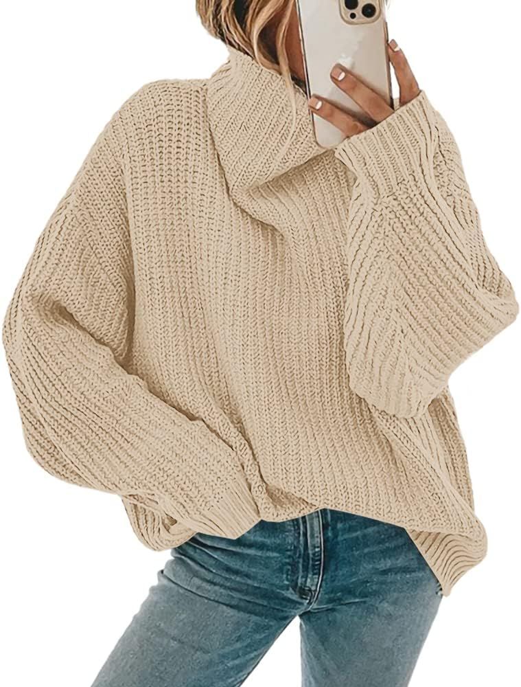 SySea Women's Turtleneck Long Sleeve Sweaters Knit Oversized Slouchy Fall Pullover Jumper Tops | Amazon (US)