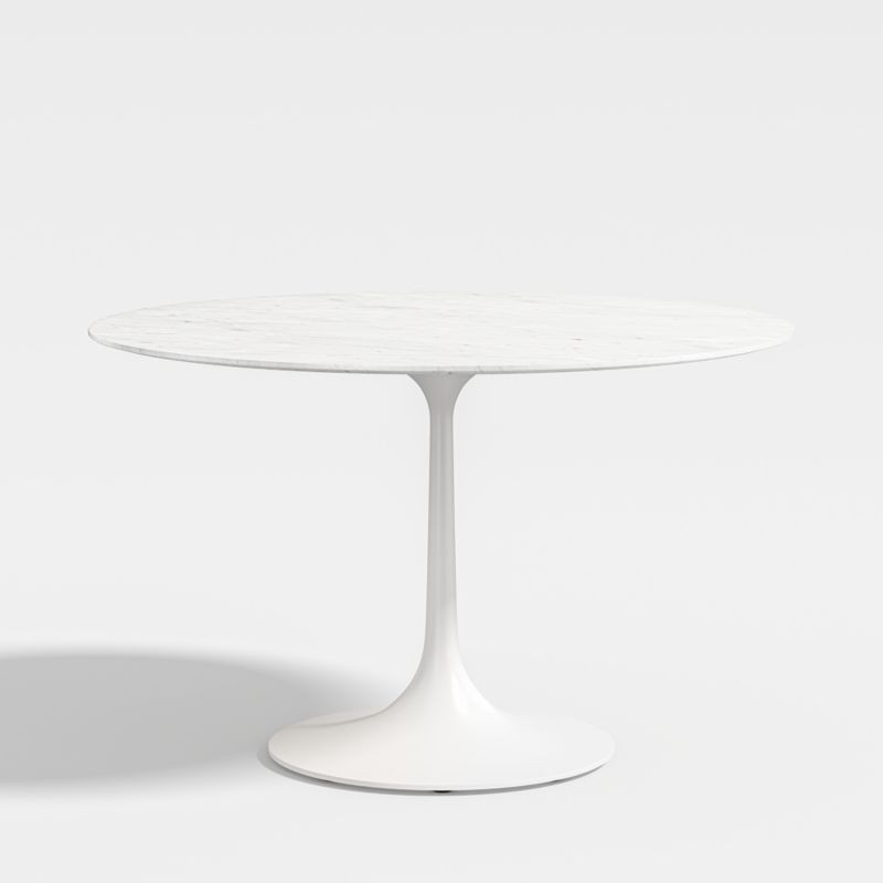 Nero 48" White Marble Dining Table with White Base + Reviews | Crate & Barrel | Crate & Barrel