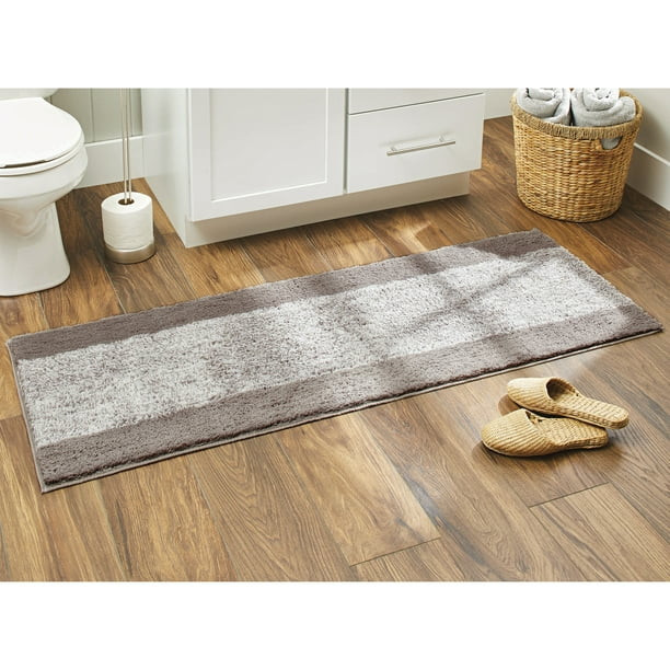 Better Homes & Gardens Heather Stripe Anti-Slip Bath Rug, 20" x 60", Taupe | Walmart (US)