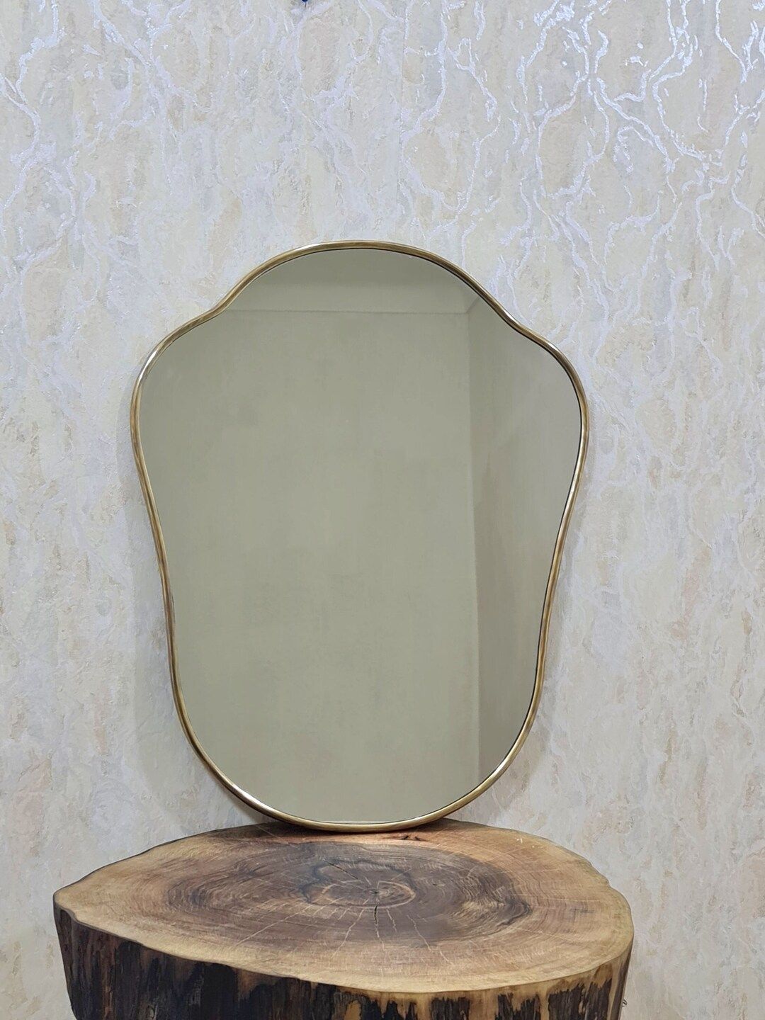 Antiqued Brass Mirror Moroccan Mirror Brass Wavy Curved Mirror Bathroom Mirror Home Decor Vanity ... | Etsy (US)