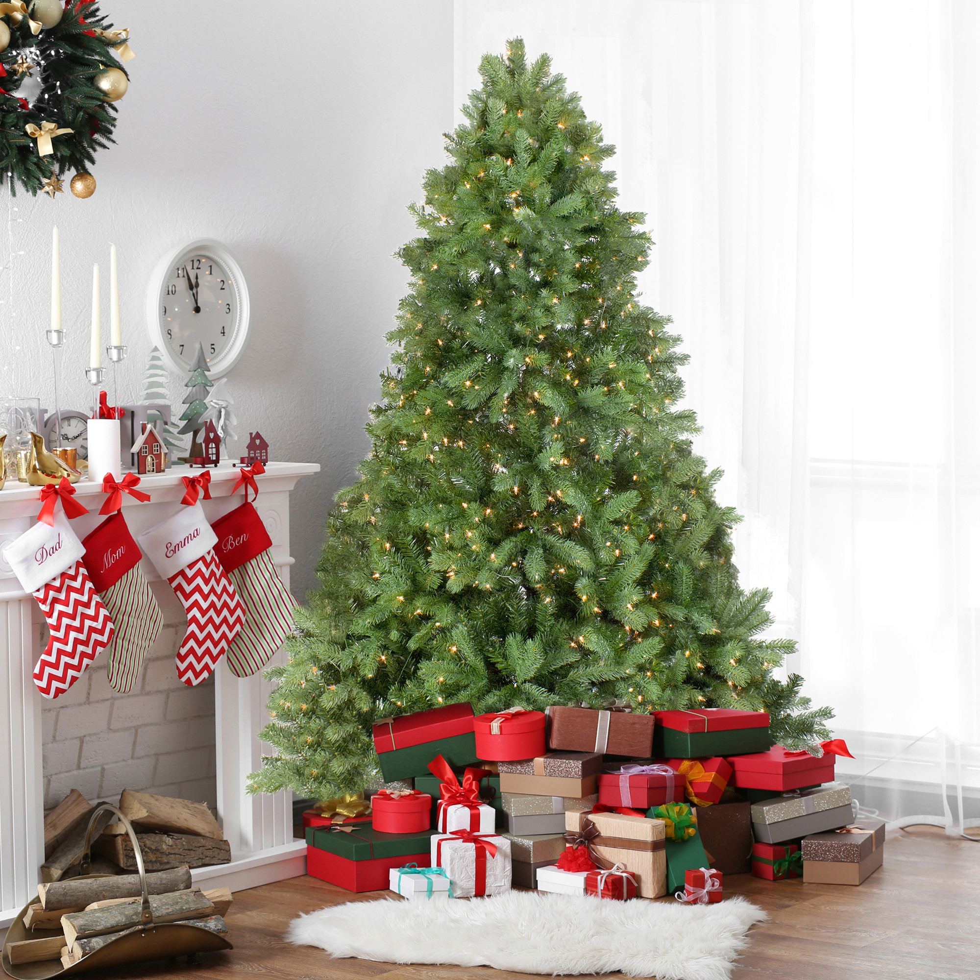Real Touch™️ Pre-Lit Full Noble Fir Artificial Christmas Tree - 7.5' - Clear Lights | Christmas Central