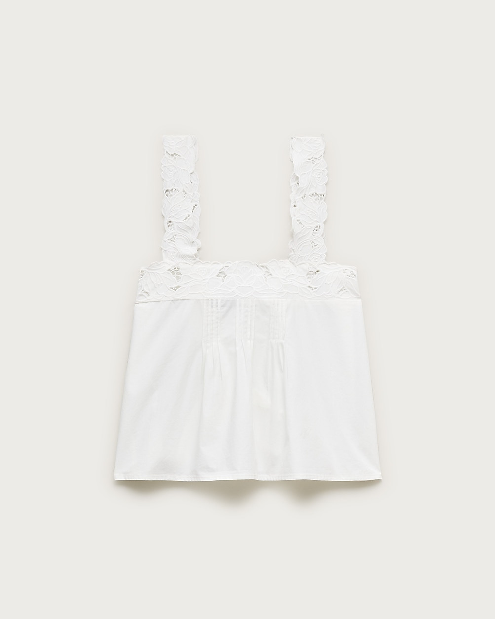 Lace-trim tank top in compact poplin | J. Crew US