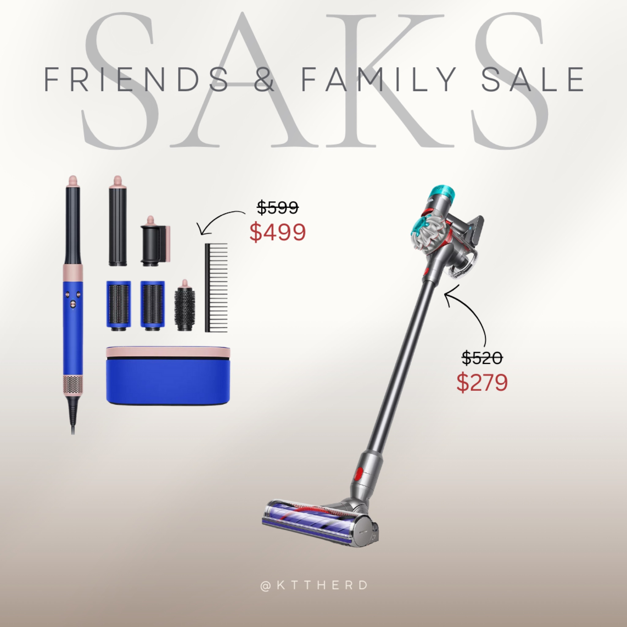 DYSON products in the Saks friends & Family Sale! Heavily discounted Dyson vacuum & airwrap. Take advantage of these deals for Christmas gifts for any lady in your life✨ #dyson #giftguide #giftsformom #giftforher #sale 

#LTKsalealert #LTKGiftGuide #LTKHoliday