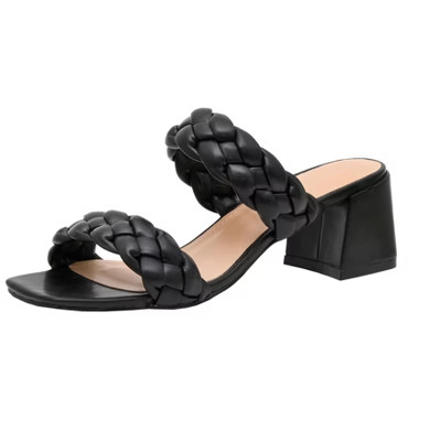 CUSHIONAIRE Women's Onyx braided Heel Sandal +Memory Foam BLACK 8 | Target