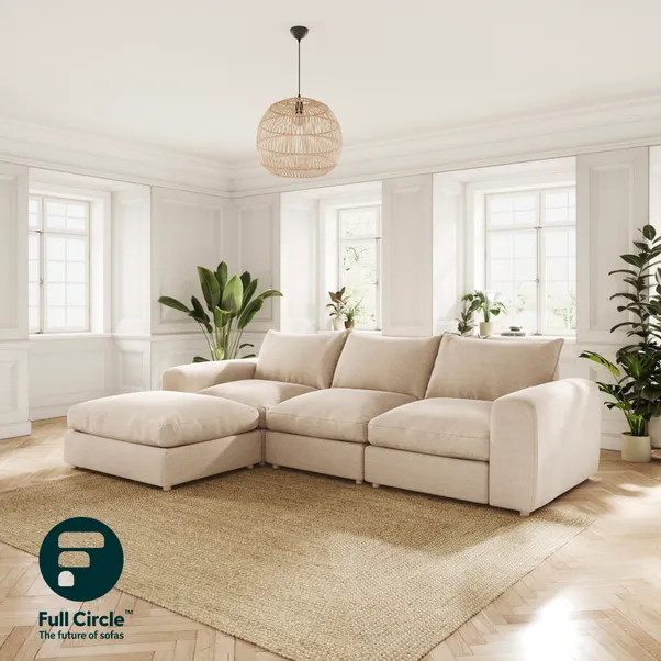Full Circle Austin Natural Tonal Weave Left Hand Facing Corner Chaise | Dunelm (migrated)