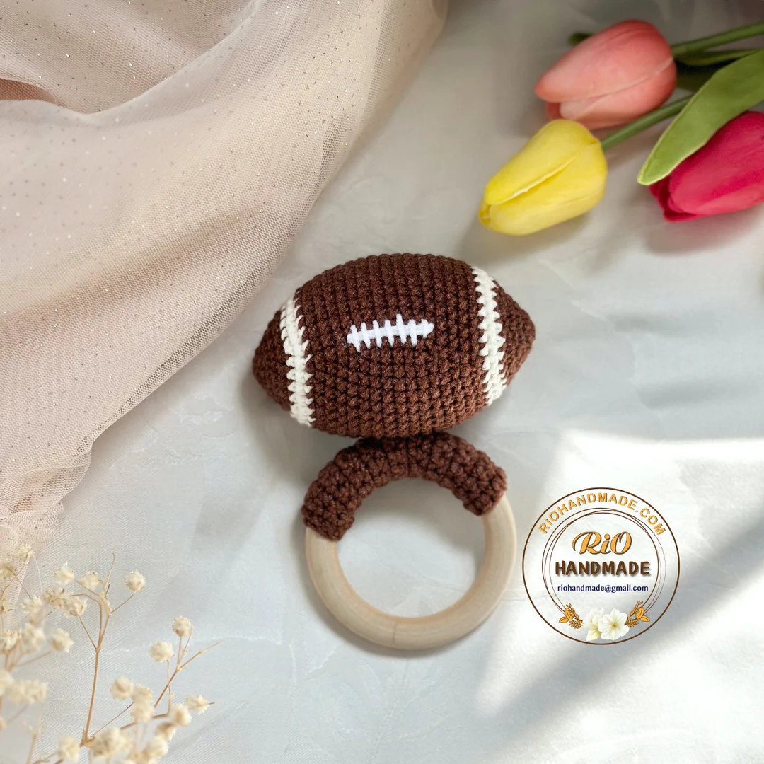 Personalized Baby Gift, Baby Rattle Football, Gift for Baby, American Football Crochet, Sport Toy... | Etsy (US)