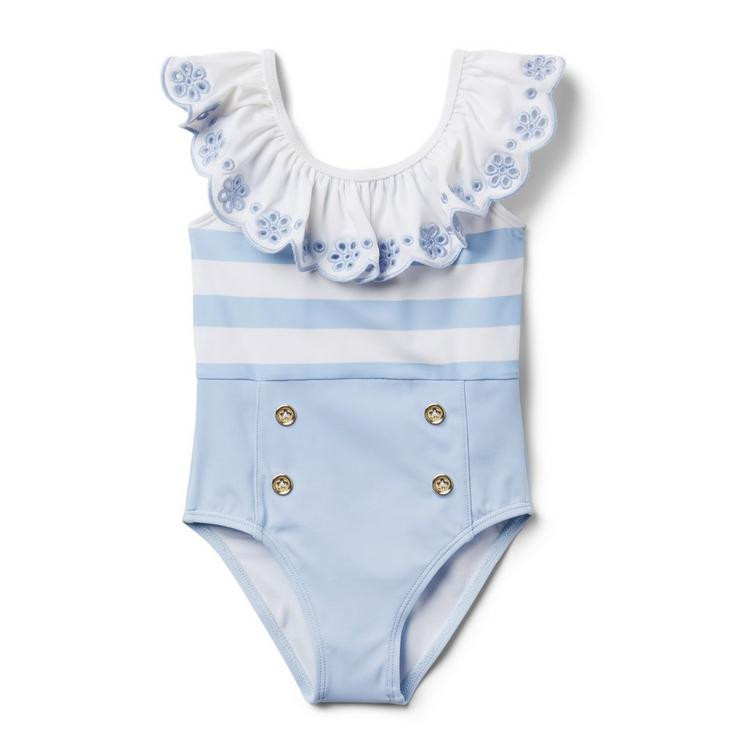 Striped Eyelet Ruffle Swimsuit | Janie and Jack