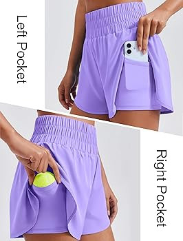PINSPARK Women's 2 in 1 Running Shorts High-Split Athletic Short High Waisted 3" Liner Workout Gy... | Amazon (US)