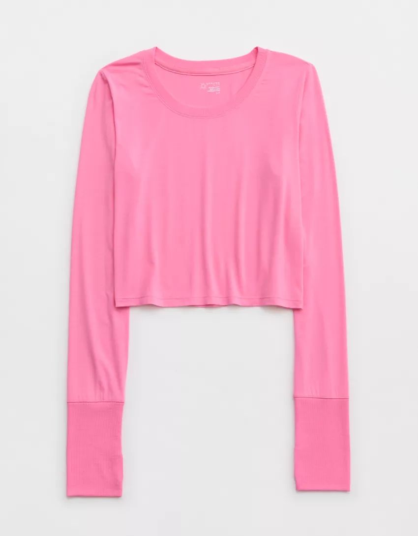 OFFLINE by Aerie Thumbs Up Cropped Long Sleeve T-Shirt | American Eagle Outfitters (US & CA)