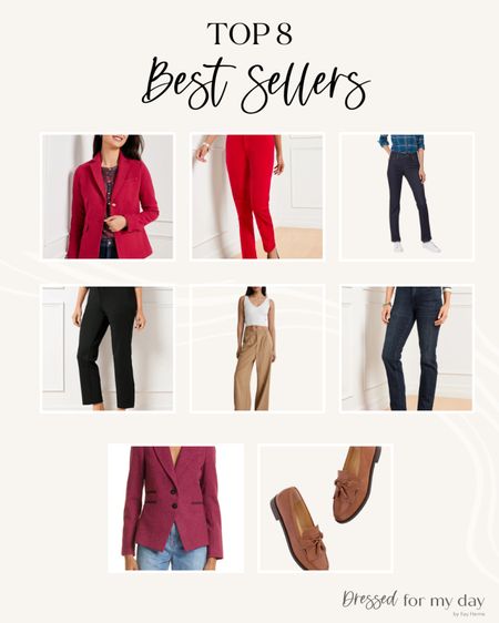 These were the top sellers at DFMD the week of October 23-28. I have and love all of these. I sized up .5 in the loafers. The VB blazer runs a little large; I wear an 8. I also wear an 8 in the Talbots blazer and jeans. I wear a 10 in the JC Penney jeans. I wear an 8 in the Madewell pants. And you can use the coupon code LTK20 through Oct. 29 for 20% off on those pants and everything else at Madewell  

#LTKover40 #LTKmidsize #LTKxMadewell