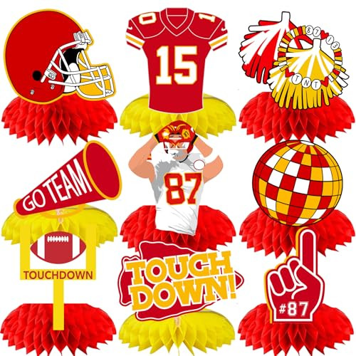 Go Chiefs Honeycomb Centerpieces Football Table Decorations - Super Football 2025 Game Day Touchdown Tables Centerpieces Football Party Decorations | Amazon (US)