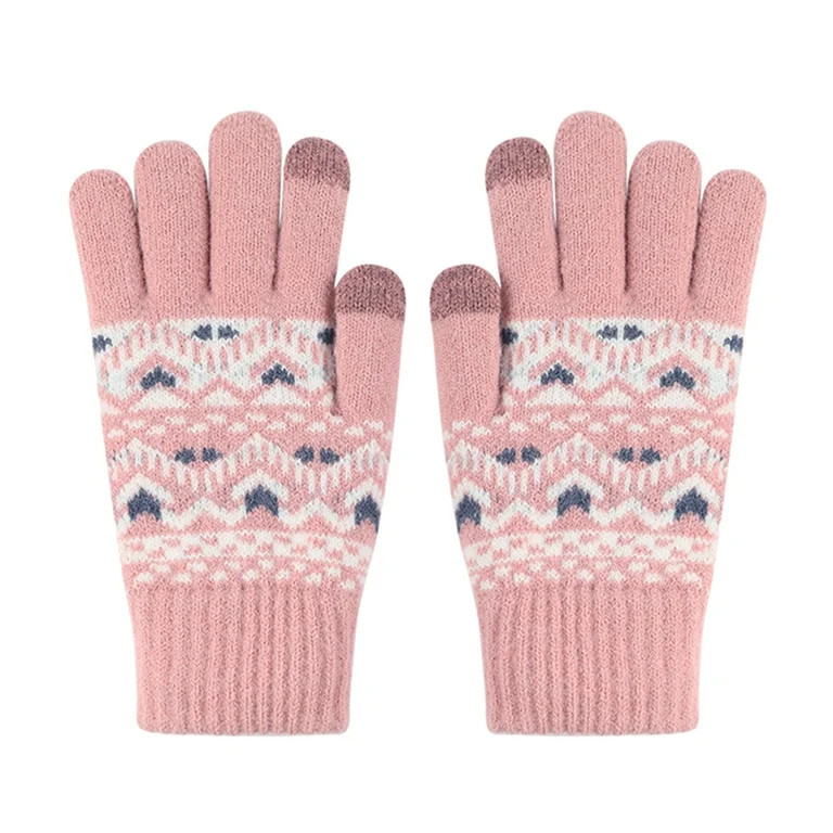 Clearance! Hontri 1 Pair of Gloves Clearance under $5, Screen Gloves Snow Flower Warm Knit Winter... | Walmart (US)