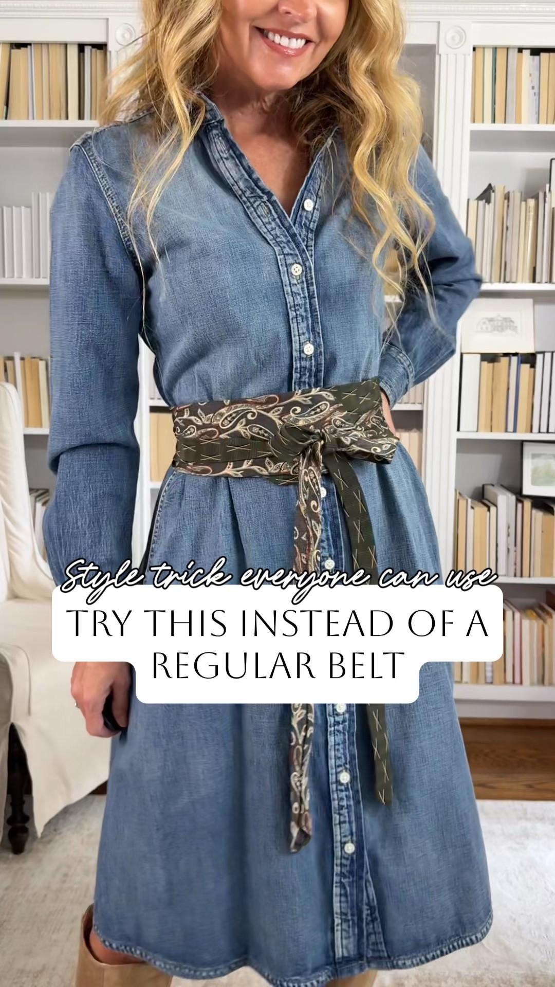 A simple tie belt can completely change the look
*use any ties from your husbands’s closet or thrift a few with great prints🤍
*dress is out of stock, but I linked similar!


tie belt styling, belt styling ideas, how to style a tie belt, outfit styling tips, women’s fashion over 50, midlife fashion, style over 50, classic women’s style, elevated everyday outfits, how to make an outfit more interesting, waist defining outfits, easy styling tricks, style tip
#StyleOver50 #FashionOver50 #MidlifeStyle #stylingtrick #StylingTips #OutfitIdeas #ClassicStyle #EverydayStyle #MidlifeFashion #WomensStyle #BeltStyling #OutfitInspiration