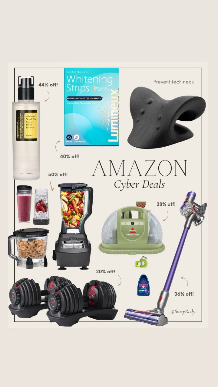 Amazon cyber deals coming in hot with my favorite adjustable weight set, carpet and upholstery cleaning machine skincare, ninja blender and more 

#LTKGiftGuide #LTKCyberWeek #LTKsalealert