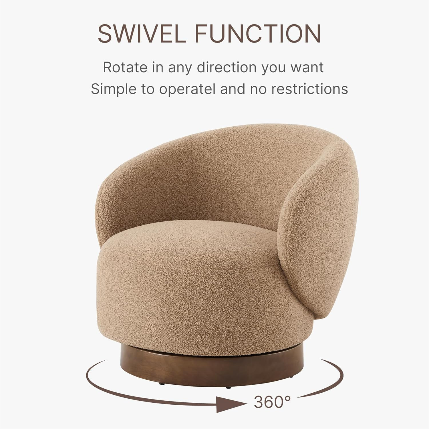 Swivel Accent Chair Round Barrel Armchair Upholstered Performance Fabric for Living Room Bedroom ... | Amazon (US)