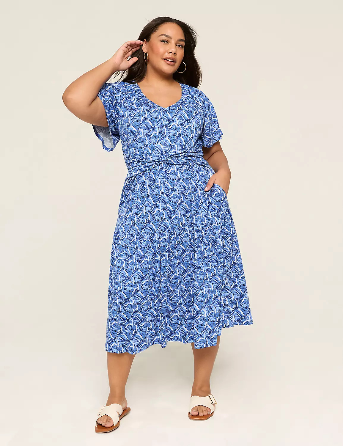 Flutter-Sleeve Twist-Waist Dress | Lane Bryant (US)