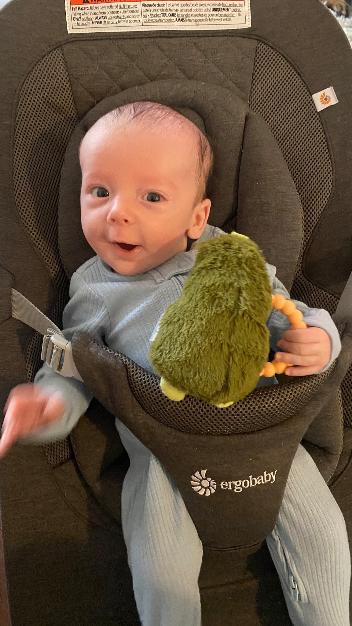 One happy boy learning his grip with this cutie rattle teether toy. He also loves lounging in his ergobaby lounge bouncer. 

#LTKKids #LTKBaby #LTKBump