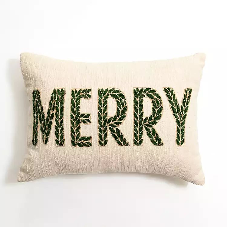 Green Leaf Merry Lumbar Pillow | Kirkland's Home