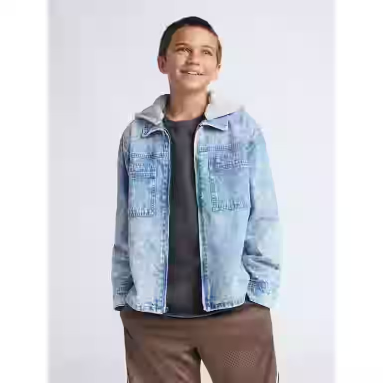 Weekend Academy Boys Hooded Denim Jacket, Sizes 4-18 | Walmart (US)