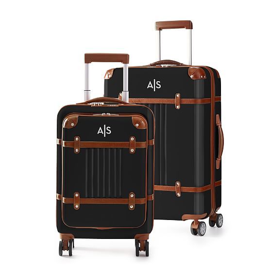 Terminal 1 Zip Front Carry-On and Checked Luggage Set, Black | Mark and Graham