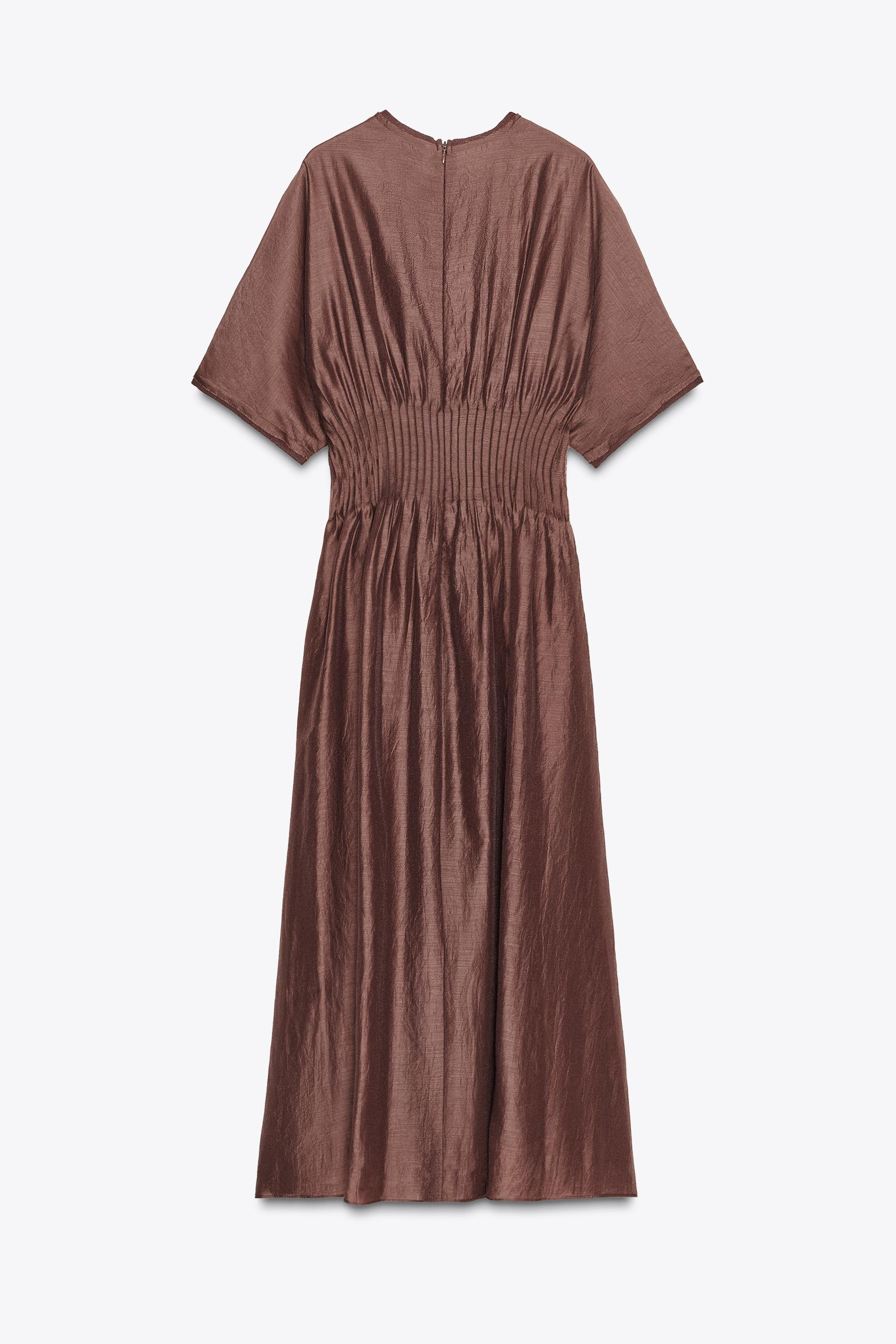 PLEATED WAIST KNIT DRESS WITH MATCHING DETAIL | Zara UK