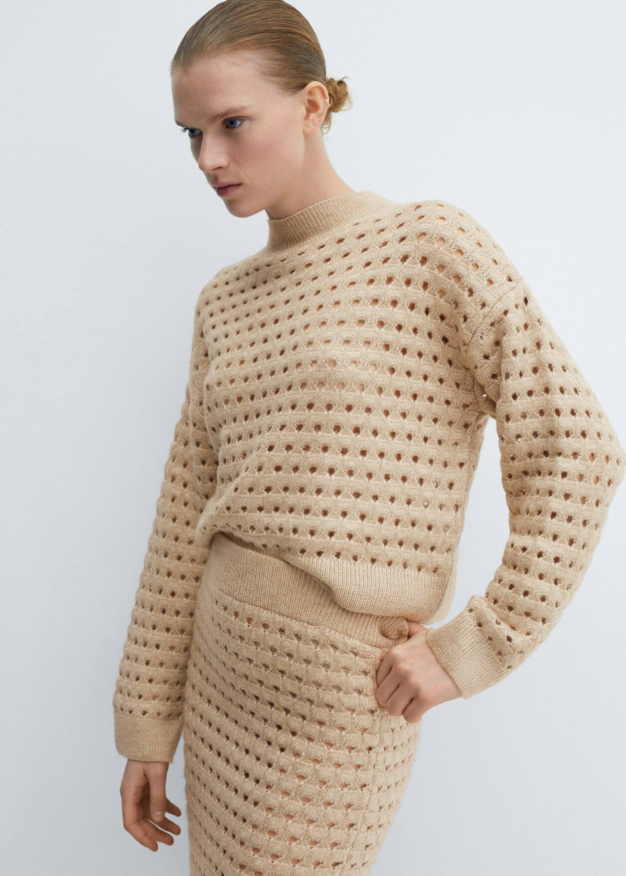 Knitted jumper with openwork details -  Women | Mango USA | MANGO (US)